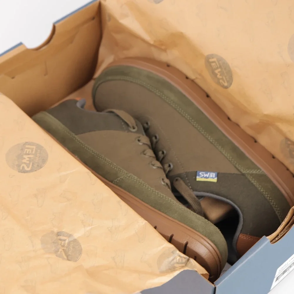 Lems Mens Chillum Barefoot Shoes Size 9 Olive Canvas Minimalist Lace Up Sneakers